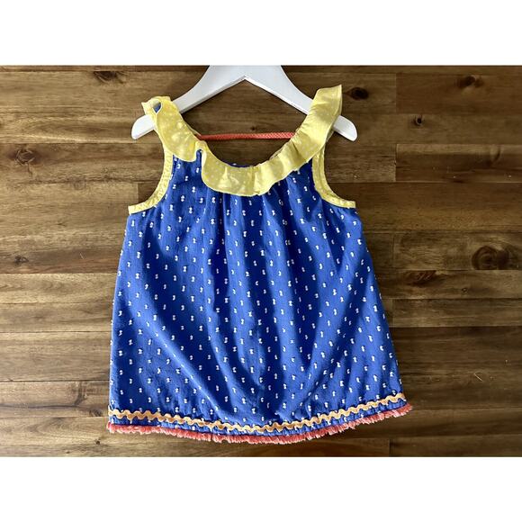 Matilda Jane The Adventure Begins Blue Yellow Wheelbarrow Race Sleeveless Tunic - Picture 2 of 9